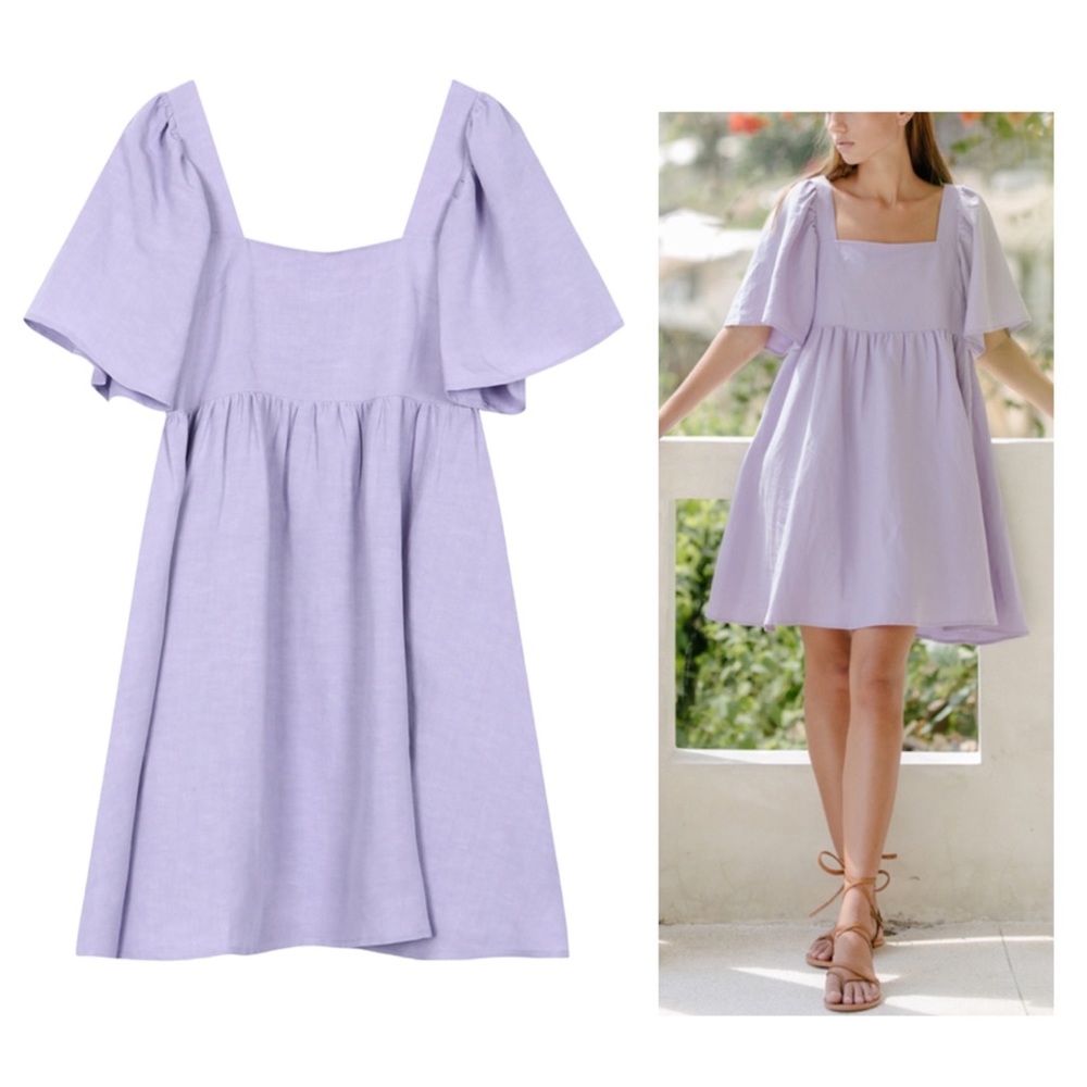 Daze Dayz Resort Linen Blend Lilac Dress Size Small